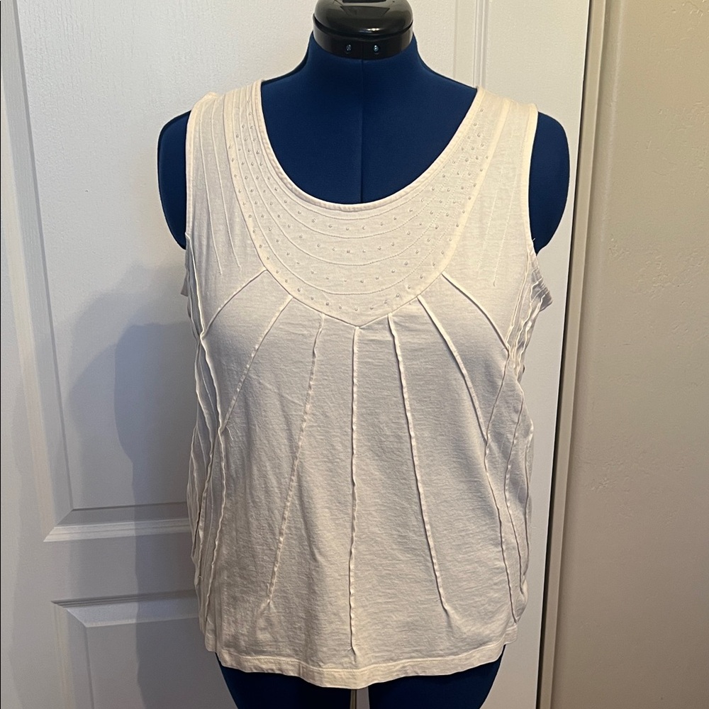 Chico's Cream Textured Tank Top